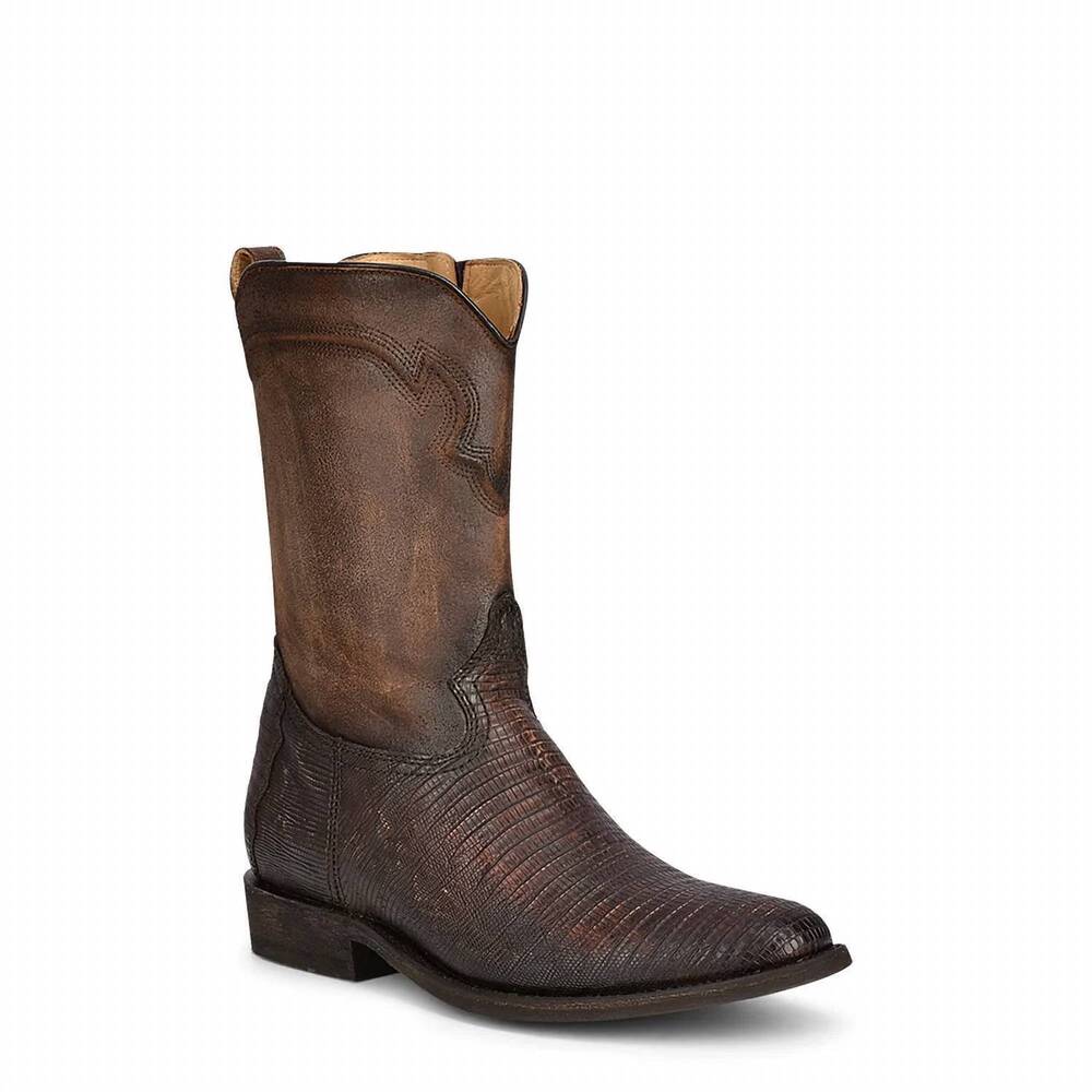 NEW CORRAL men's lizard teju embroidery round toe boot in brown